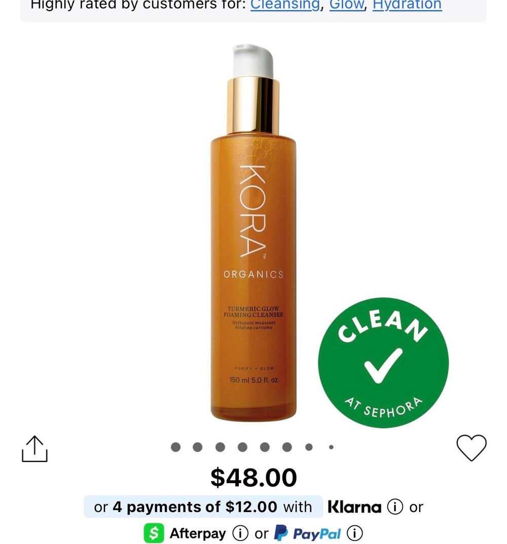 $48 New 150ml bottle of KORA Organics Turmeric Glow Foaming Cleanser.